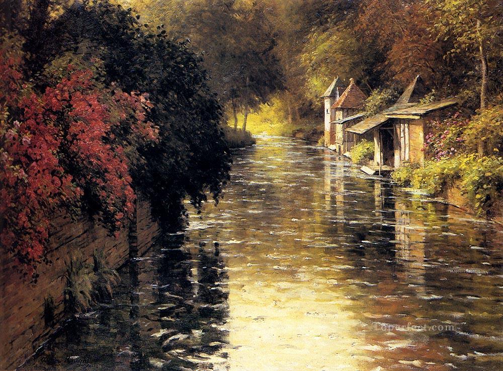 フランスの川の風景 ルイ・アストン・ナイト油絵